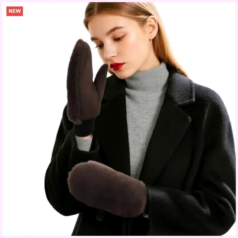 Winter Touchscreen Gloves with Fur Cuff, Warm Driving Texting Gloves